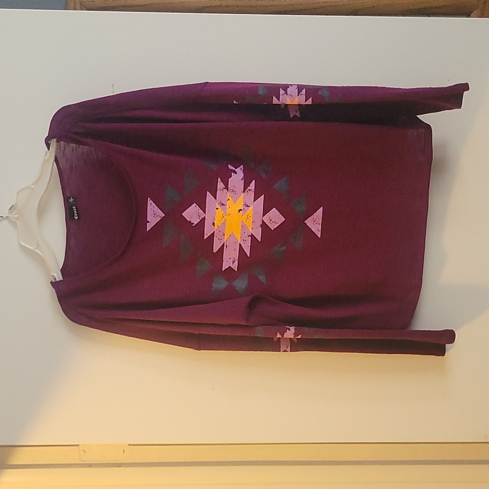 Cruel Girl Burgundy Tribal Top